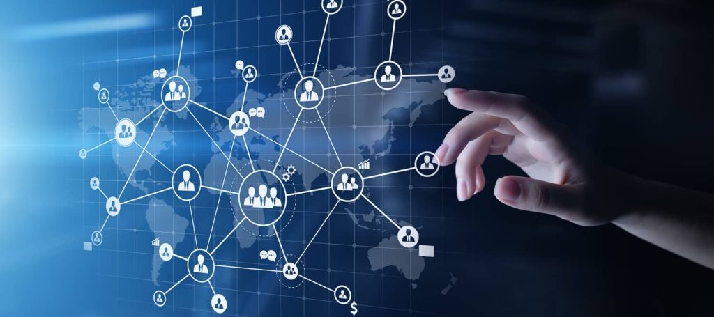 Visual representation of hand over international network for outsourcing vs offshoring